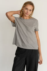 DONNI Heather Grey Jersey Tee - Heather-Grey