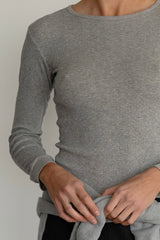 DONNI The Pointelle Long Sleeve - Heather-Grey