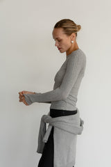 DONNI The Pointelle Long Sleeve - Heather-Grey