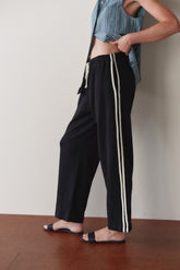 DONNI The Eco-Terry Stripe Crop Pant - Jet