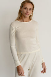 DONNI Creme Pointelle Long Sleeve - Creme