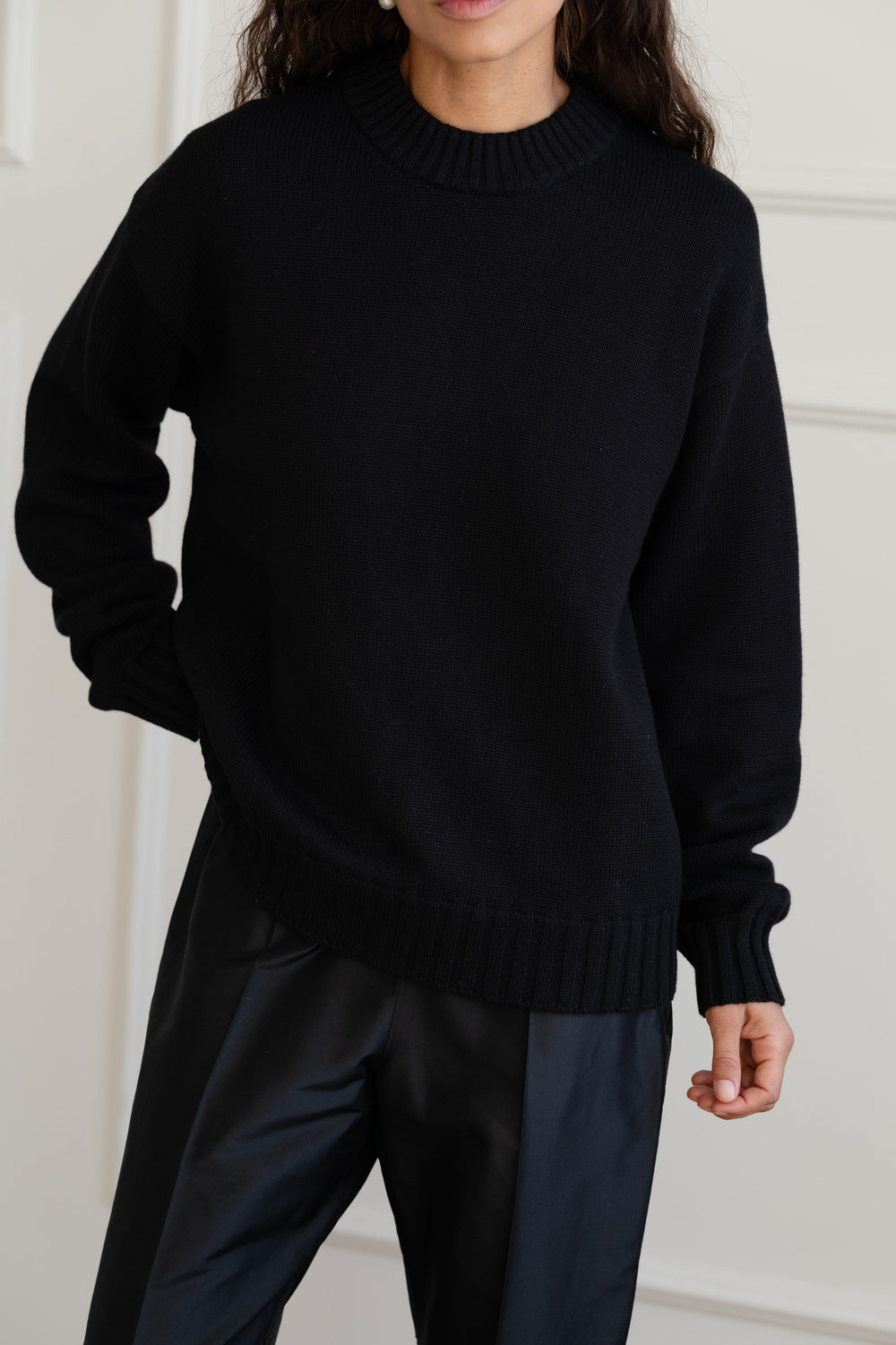 DONNI The Cotton Cashmere Crewneck Sweater - Jet