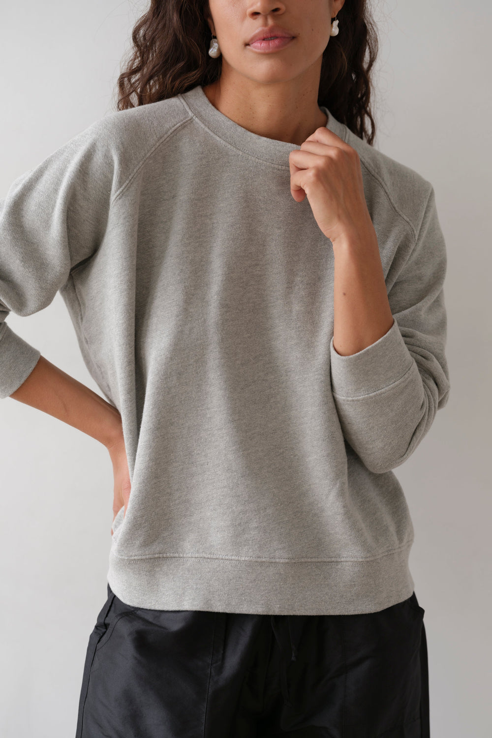 DONNI Heather Grey Eco-Terry Crewneck - Heather-Grey