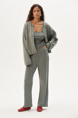 DONNI The Pointelle Simple Crop Pant - Sage