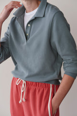 DONNI The Eco-Terry Polo Sweatshirt - Sage