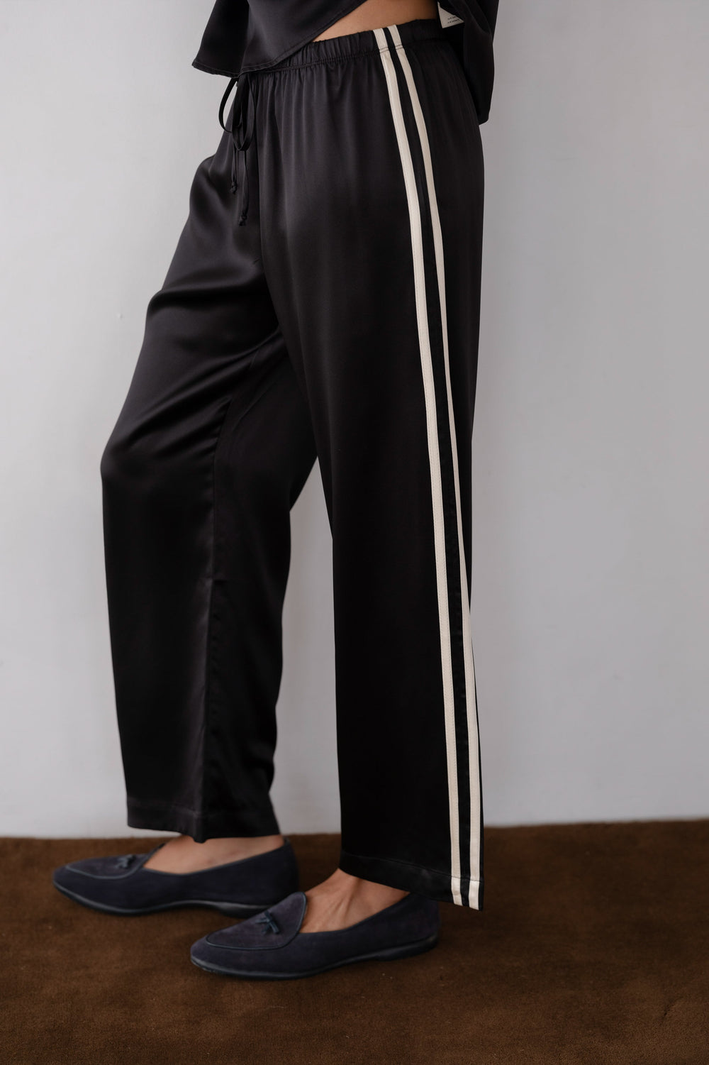 DONNI The Silk Stripe Crop Pant - Jet