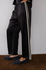 DONNI The Silk Stripe Crop Pant - Jet