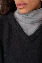 DONNI The Heavy Cotton Knit V-Neck Sweater - Charcoal-Grey