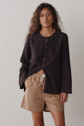 DONNI Espresso Linen Loop Shirt - Espresso