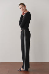 DONNI Jet Linen Crop Stripe Pant - Jet