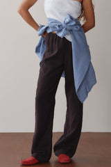 DONNI Espresso Linen Simple Pant - Espresso