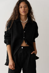 DONNI Jet Linen Relaxed Shirt - Jet