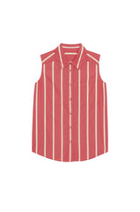 DONNI The Pop Sleeveless Shirt - Raspberry-Stripe