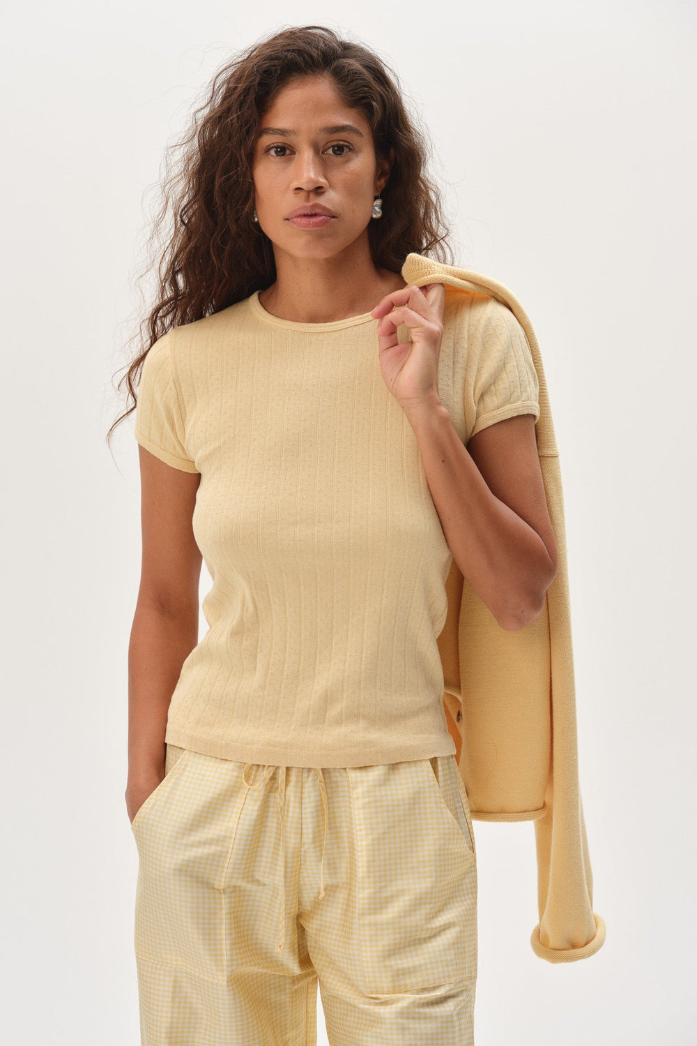 DONNI The Pointelle Baby Tee Butter - Butter