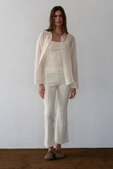 DONNI Creme Rib Kick Flare - Creme