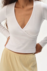 DONNI The Baby Rib Criss Cross Long Sleeve - Powder