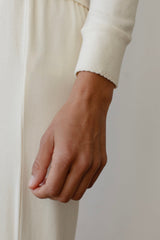 DONNI Creme Baby Rib Scallop Long Sleeve - Creme