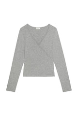DONNI The Baby Rib Criss Cross Long Sleeve - Heather Grey