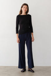 DONNI The Baby Rib Scallop Pant - Navy