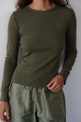 DONNI The Baby Rib Scallop Long Sleeve - Oregano