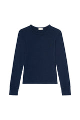 DONNI The Baby Rib Scallop Long Sleeve - Navy