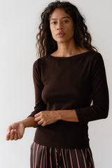 DONNI The Baby Rib Boat Neck - Espresso