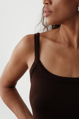 DONNI The Baby Rib Scallop Tank - Espresso