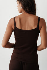 DONNI The Baby Rib Scallop Tank - Espresso