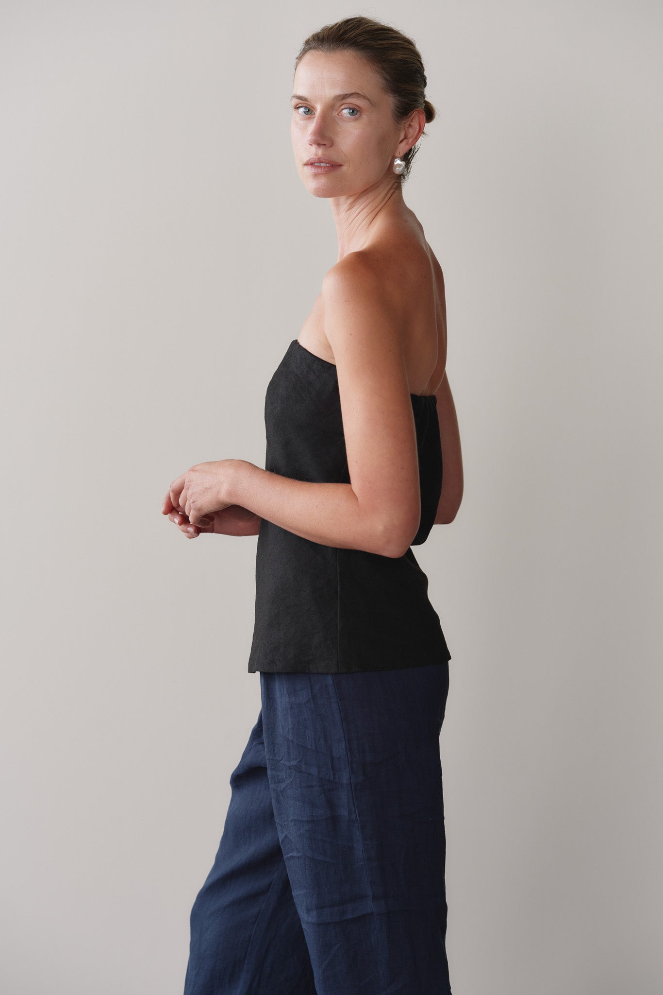 DONNI Jet Linen Tube Top - Jet
