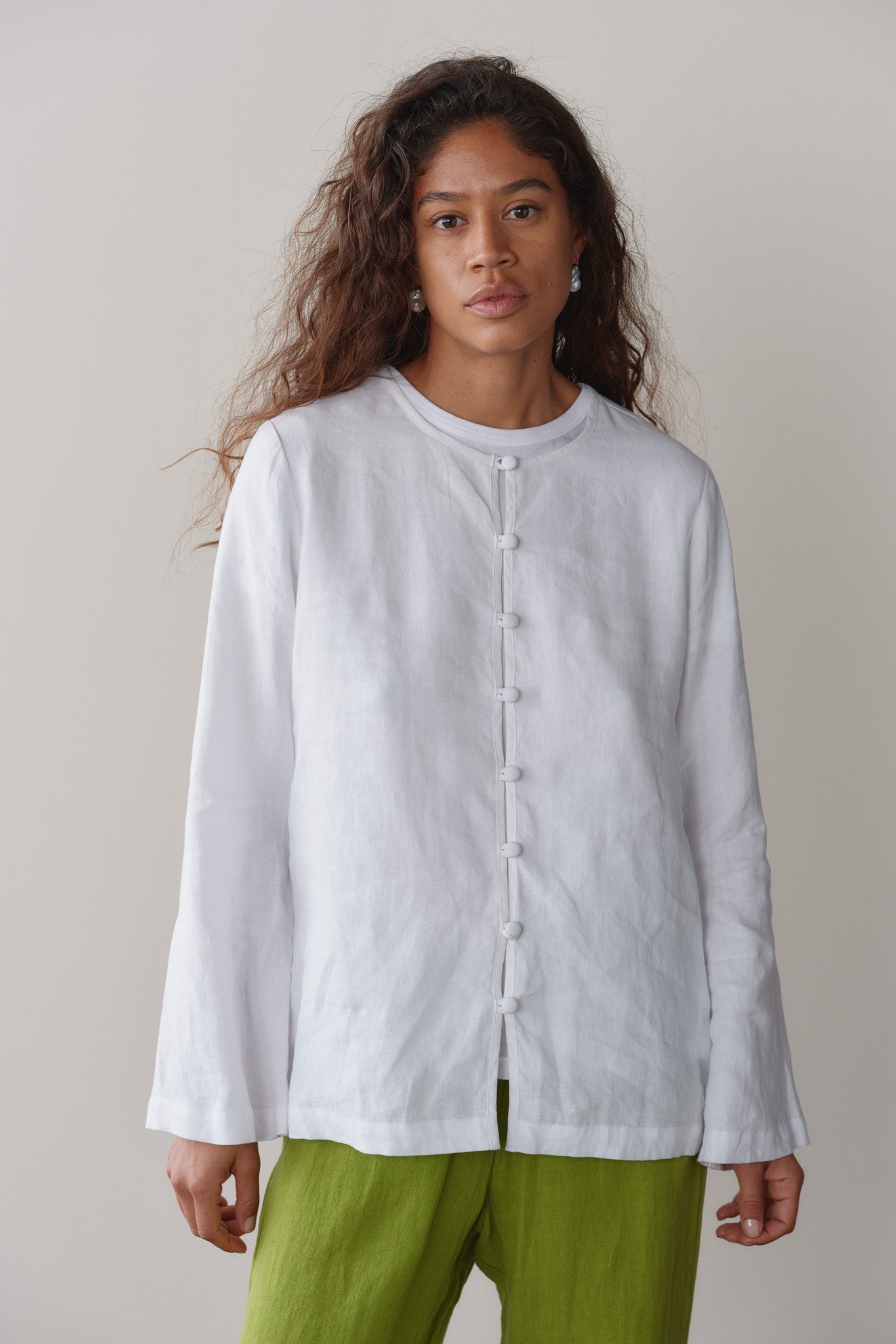 DONNI Powder Linen Loop Shirt - Powder
