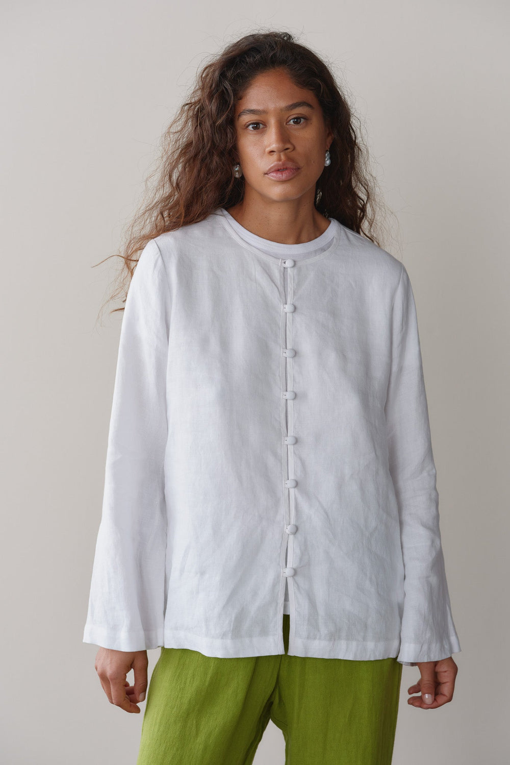 DONNI Powder Linen Loop Shirt - Powder