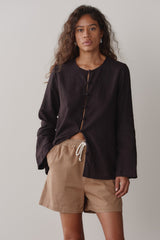 DONNI Espresso Linen Loop Shirt - Espresso