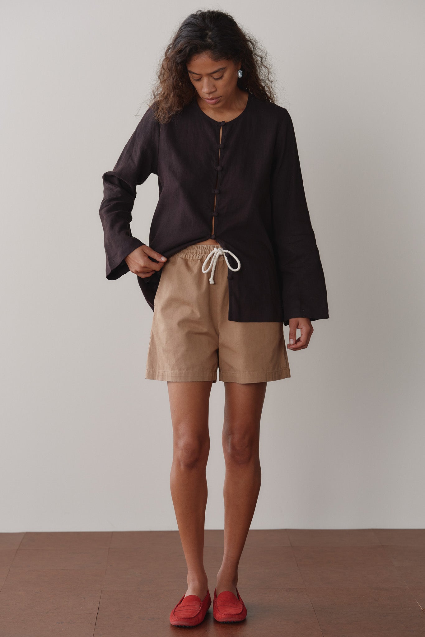 DONNI Espresso Linen Loop Shirt - Espresso