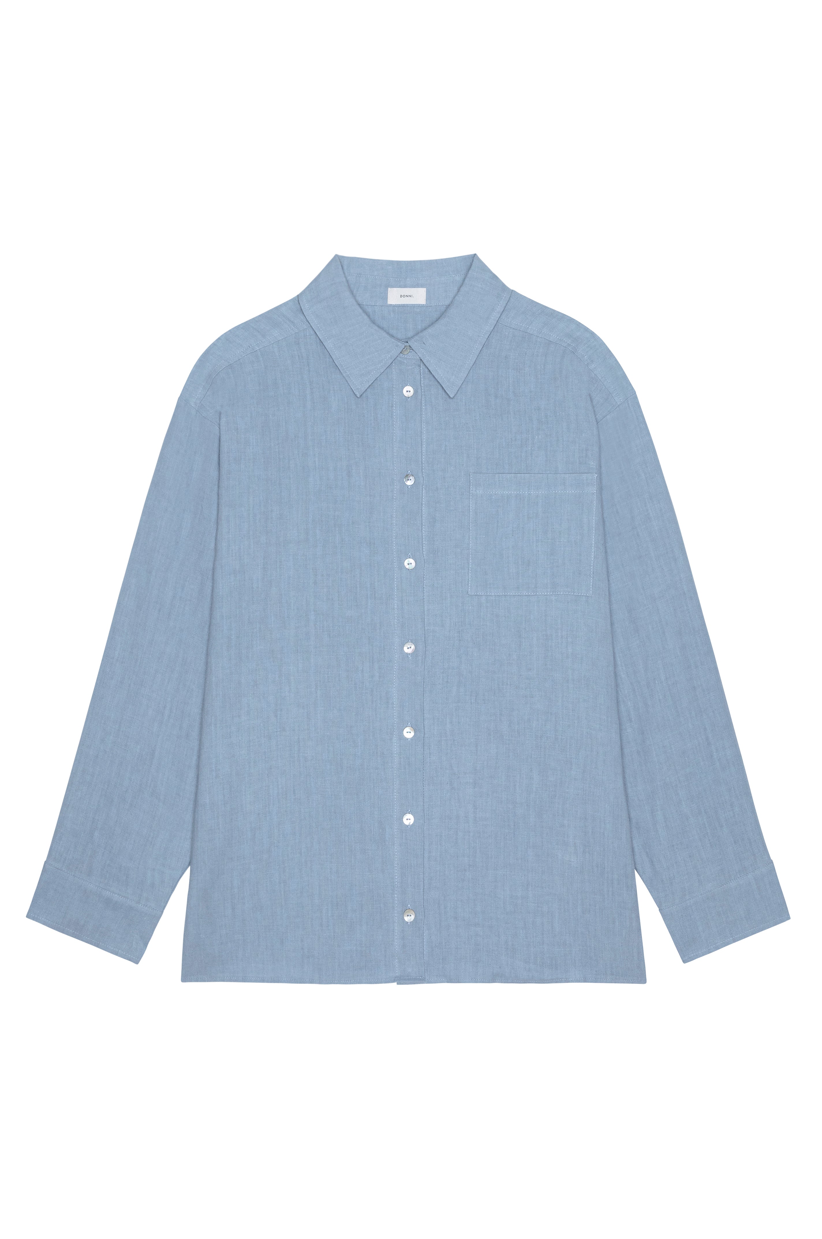 DONNI Cornflower Linen Relaxed Shirt - Cornflower
