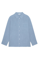 DONNI Cornflower Linen Relaxed Shirt - Cornflower