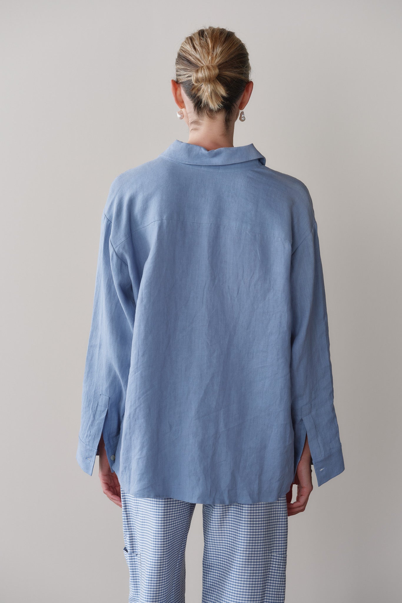 DONNI Cornflower Linen Relaxed Shirt - Cornflower