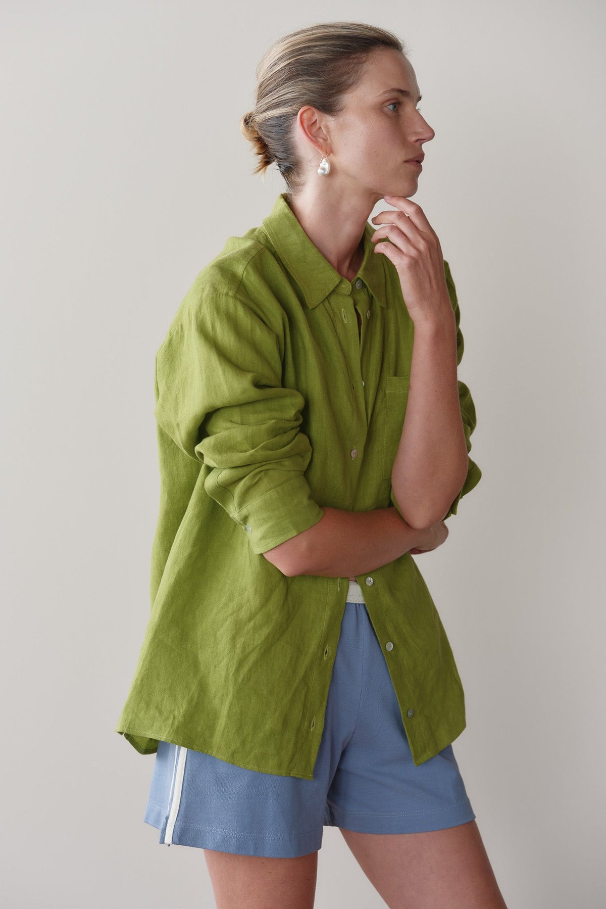DONNI Pistachio Linen Relaxed Shirt - Pistachio