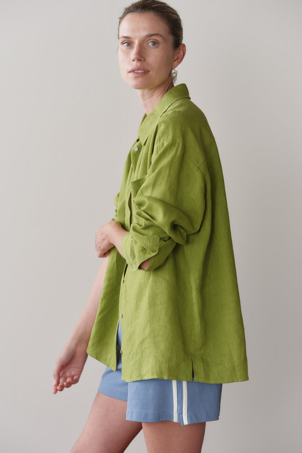 DONNI Pistachio Linen Relaxed Shirt - Pistachio
