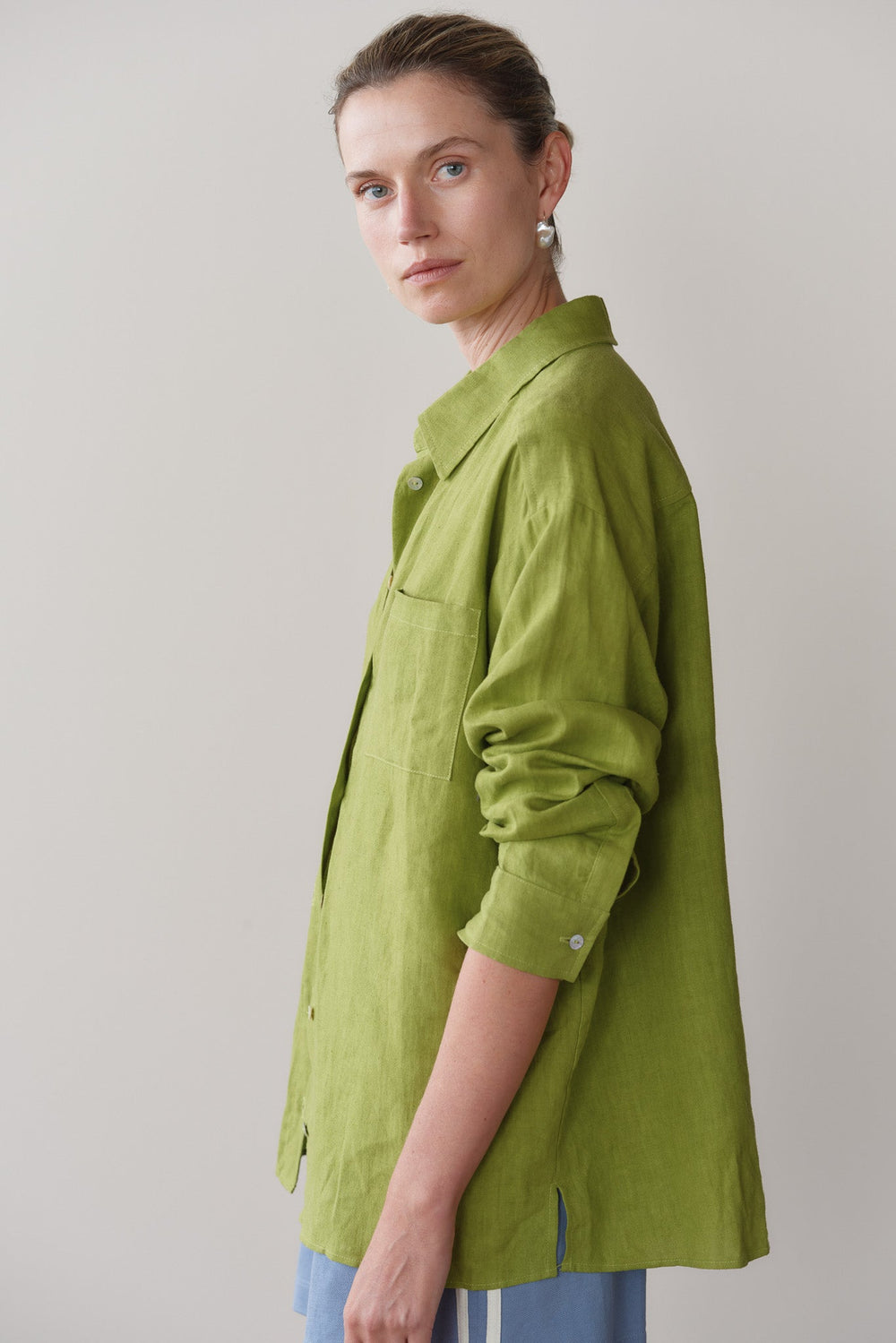 DONNI Pistachio Linen Relaxed Shirt - Pistachio
