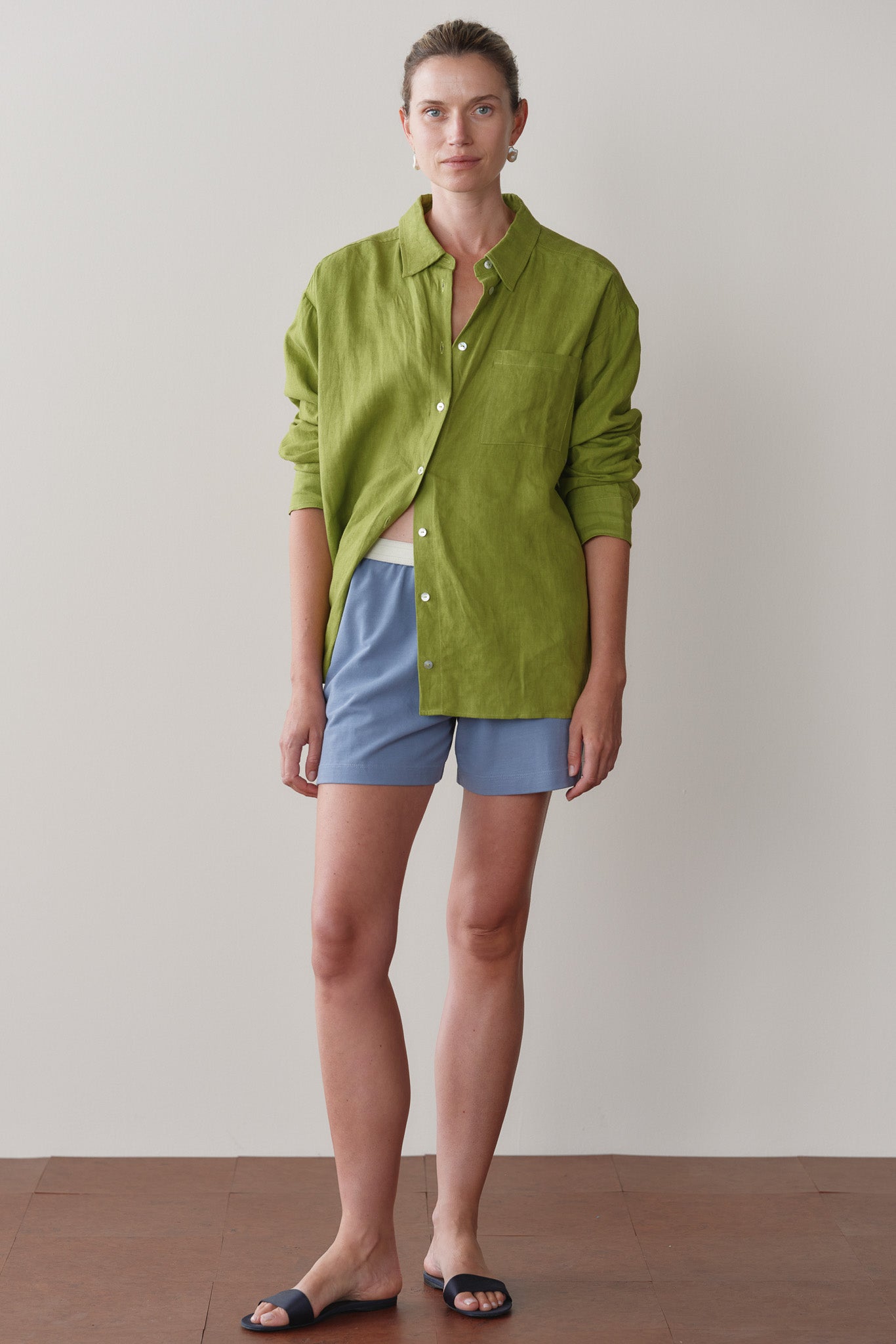 DONNI Pistachio Linen Relaxed Shirt - Pistachio