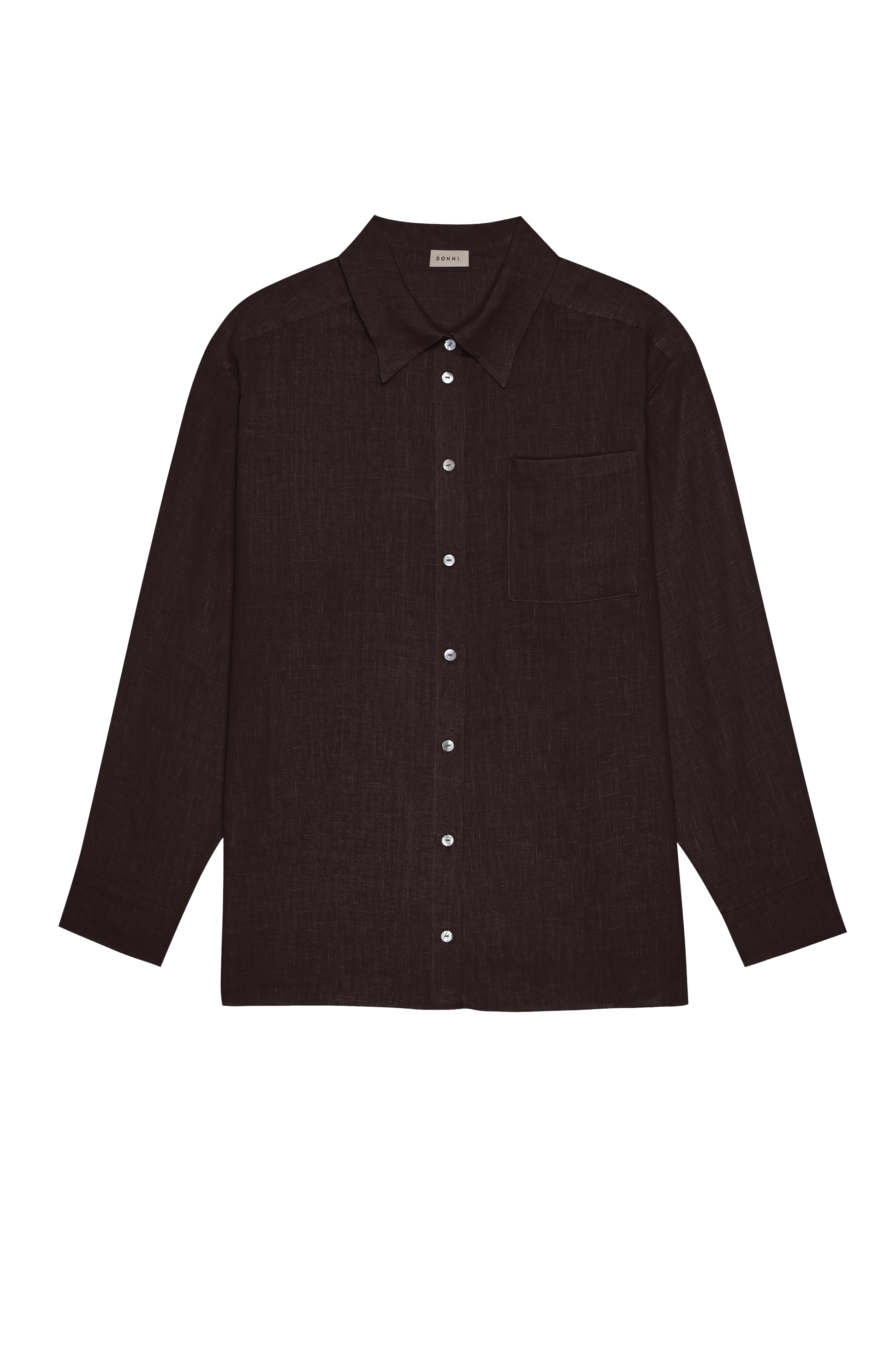DONNI Espresso Linen Relaxed Shirt - Espresso
