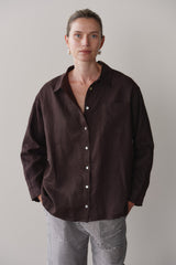 DONNI Espresso Linen Relaxed Shirt - Espresso