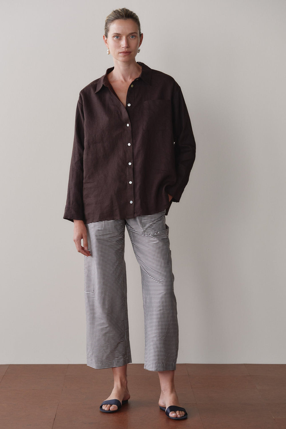 DONNI Espresso Linen Relaxed Shirt - Espresso