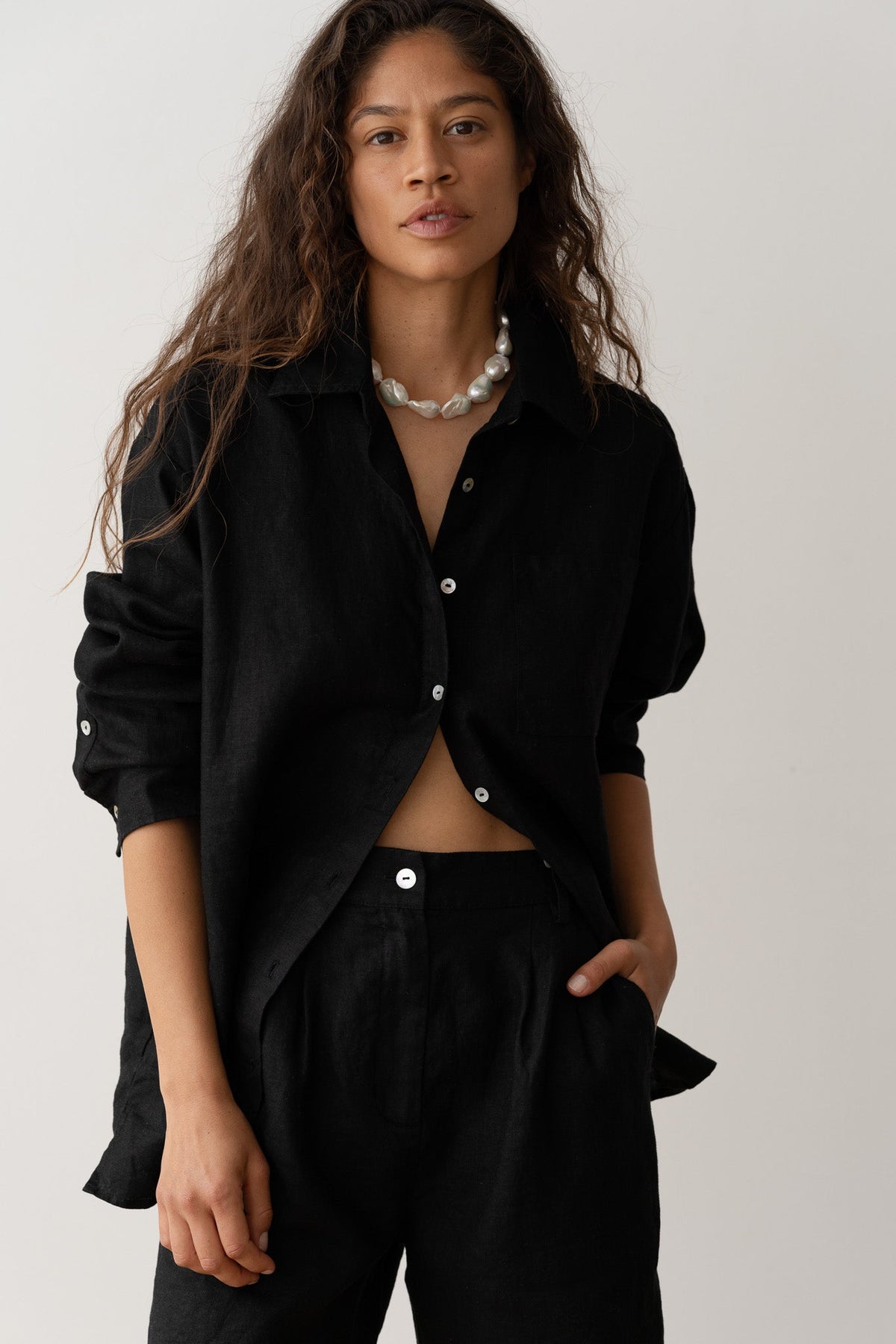 DONNI Jet Linen Relaxed Shirt - Jet