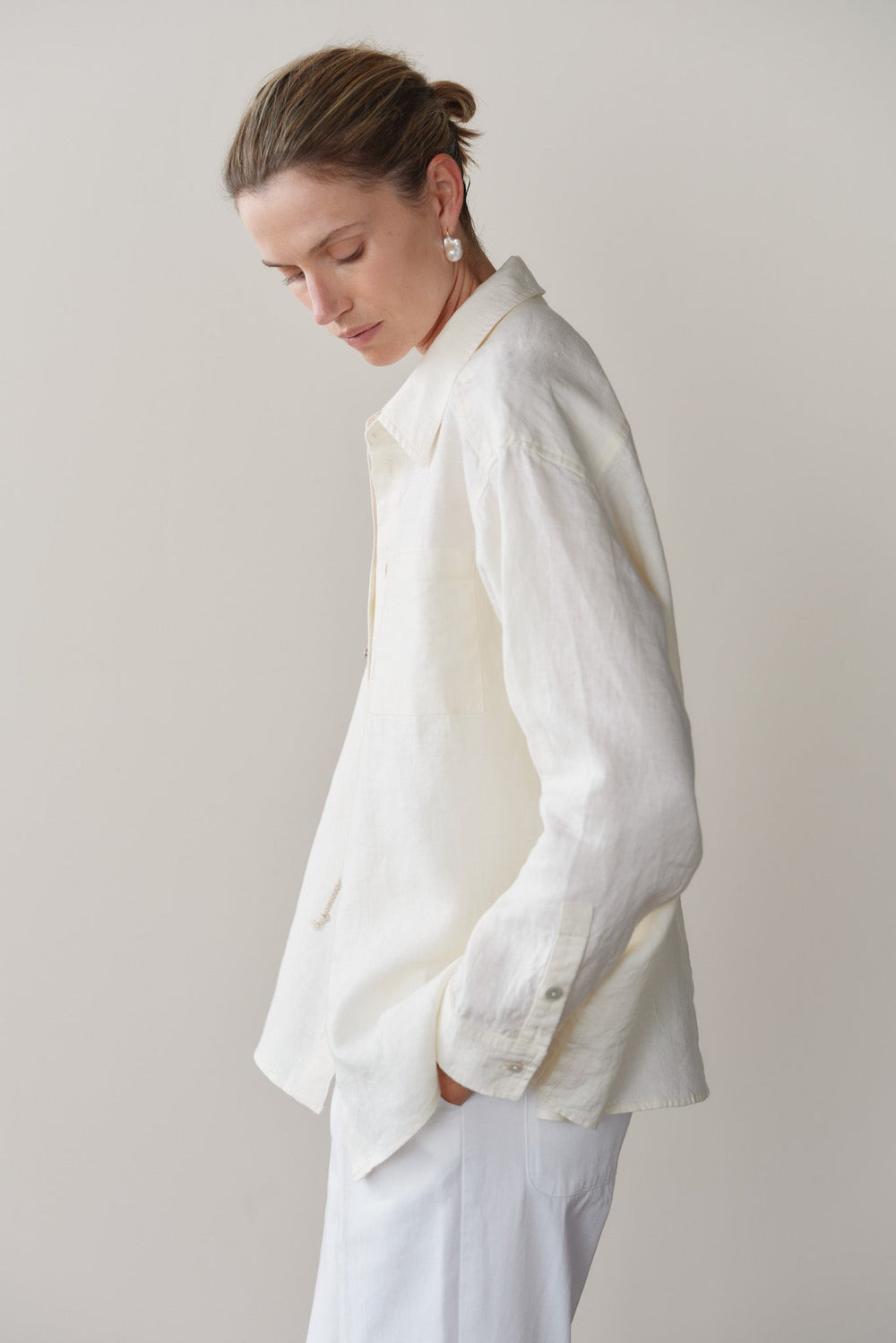 DONNI Creme Linen Relaxed Shirt - Creme