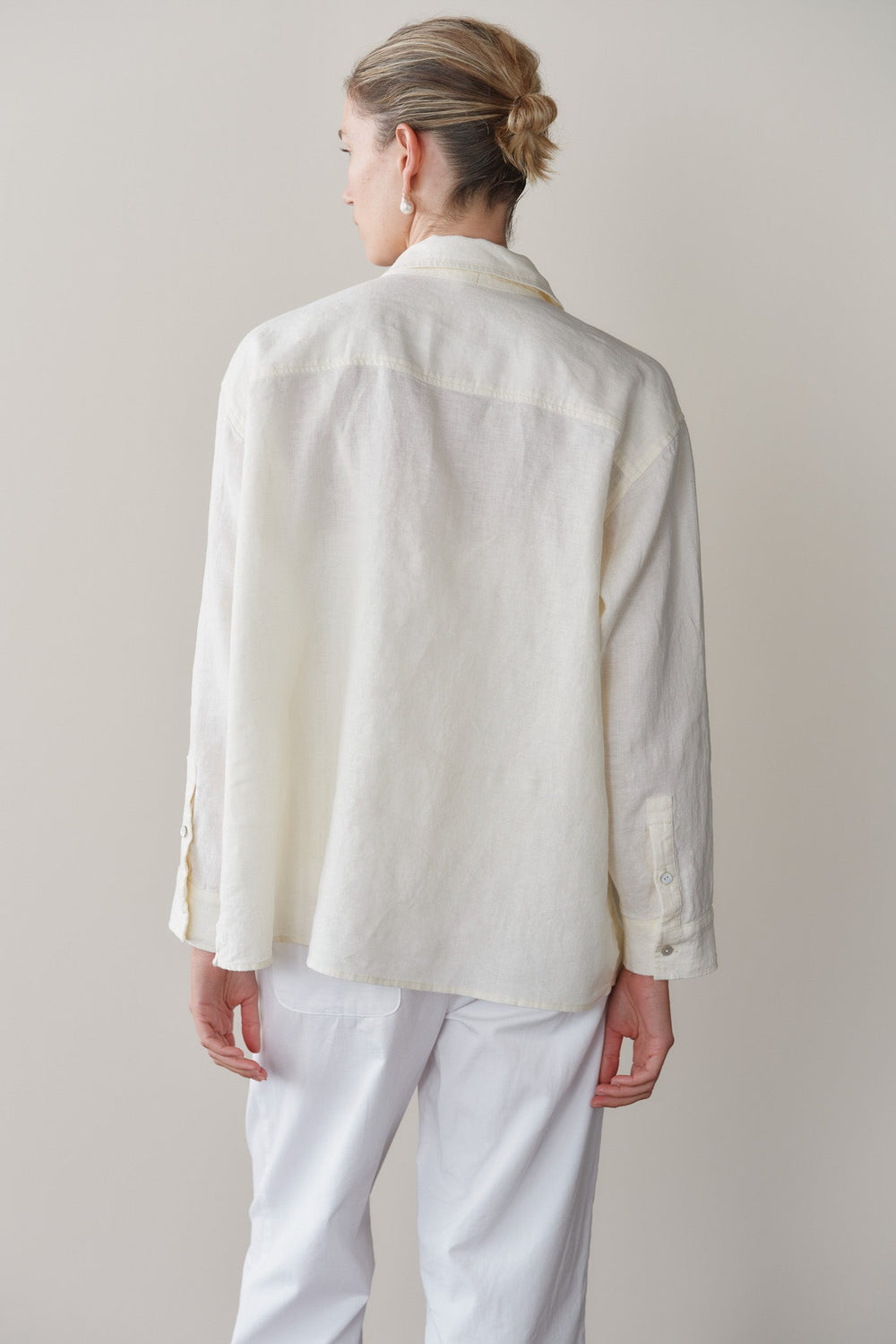 DONNI Creme Linen Relaxed Shirt - Creme