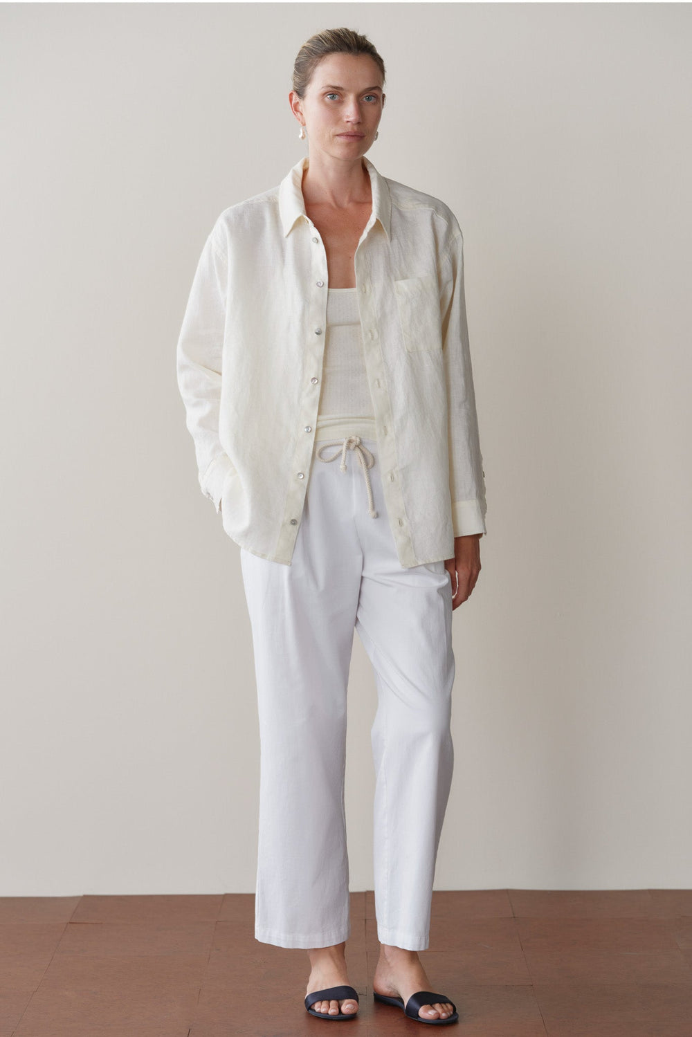 DONNI Creme Linen Relaxed Shirt - Creme