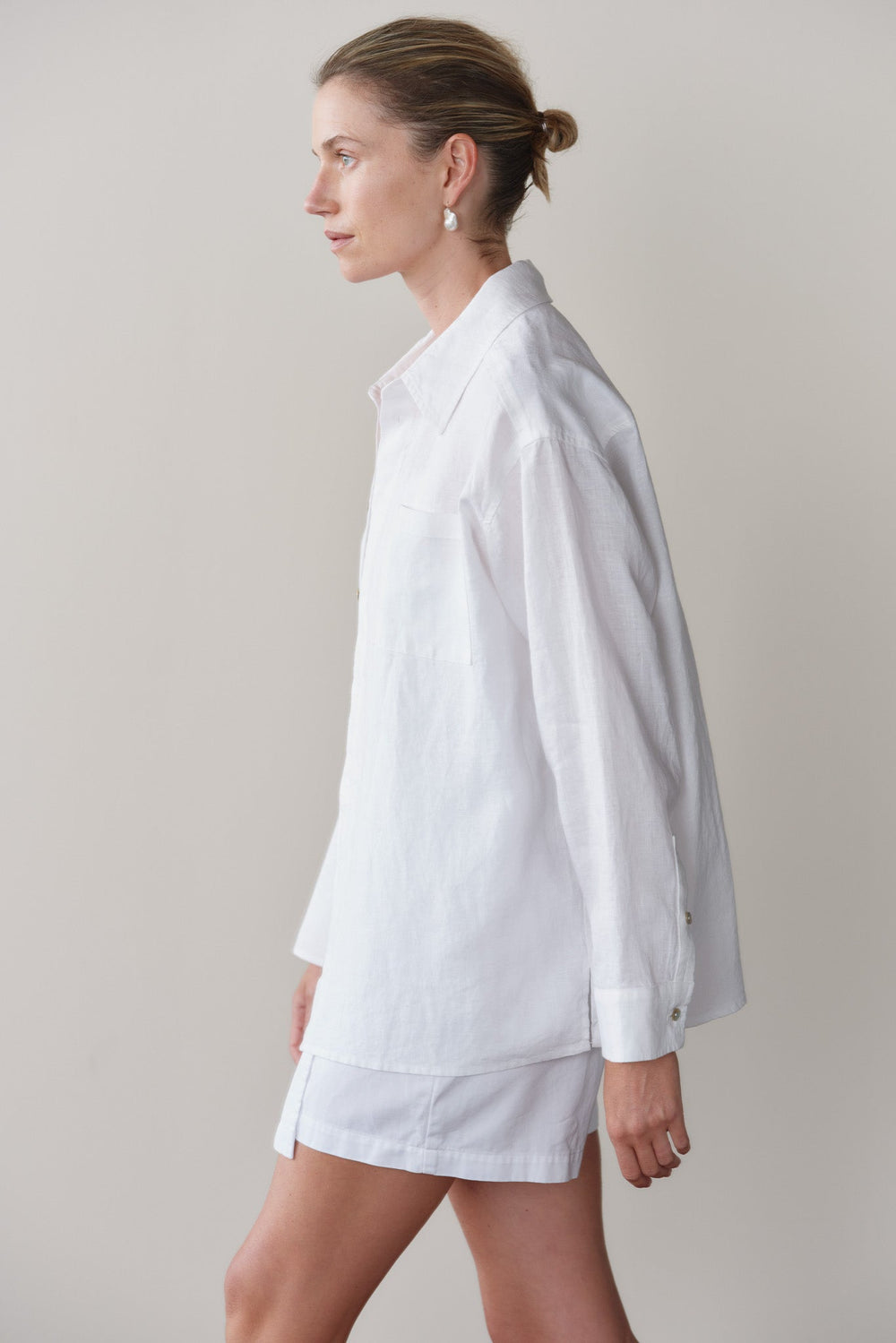 DONNI Powder Linen Relaxed Shirt - Powder