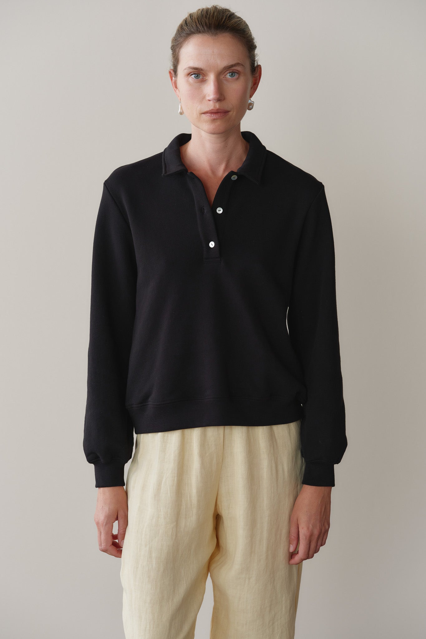 DONNI The Eco-Terry Polo Sweatshirt - Jet