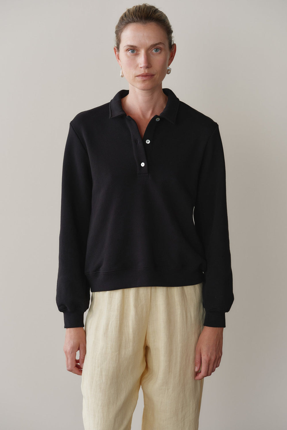 DONNI The Eco-Terry Polo Sweatshirt - Jet